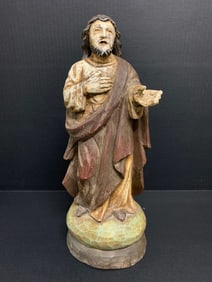 Carved Wood Blessed Saint Joseph Sculpture