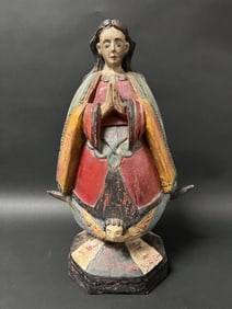 Carved Wood Blessed Virgin Mary Sculpture