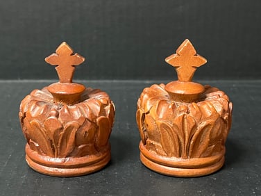 Carved Wood Religious Pair of Wooden Crown