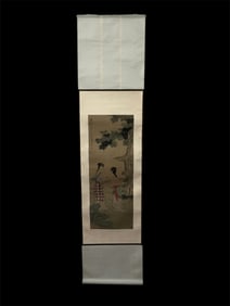 Chinese Scroll Landscape Painting on Silk and Paper