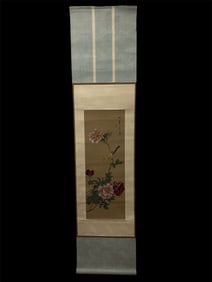 Chinese Scroll Landscape Painting on Silk and Paper