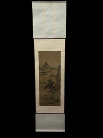 Chinese Scroll Landscape Painting on Silk and Paper