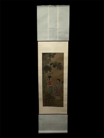 Chinese Scroll Landscape Painting on Silk and Paper