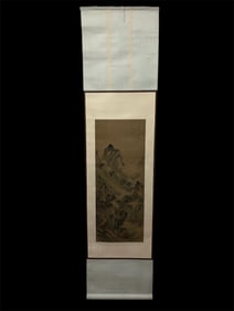 Chinese Scroll Landscape Painting on Silk and Paper