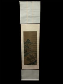 Chinese Scroll Landscape Painting on Silk and Paper