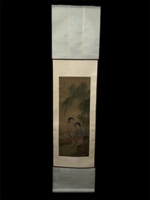Chinese Scroll Landscape Painting on Silk and Paper