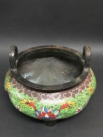 Cloisonne On Bronze Incense Burner