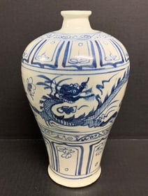 Blue and White Porcelain Vase Dragon Design