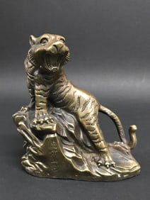 Bronze Gold Gilt Tiger Sculpture