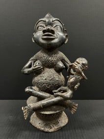 Large Bronze Bamileke Maternity Statue
