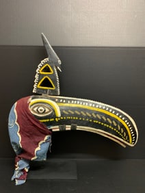 Bamana Bozo Antelope Puppet Painted Mask with Stand
