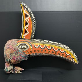 Bamana Bozo Antelope Puppet Painted Mask with Stand
