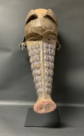 Chokwe Pig Mask with Metal Stand
