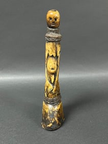 Philippine Tribal Art Ifugao Carved Bone Lime Container