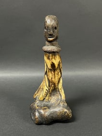 Philippine Tribal Art Ifugao Carved Bone Lime Container