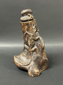 Philippine Tribal Art Ifugao Carved Bone Lime Container