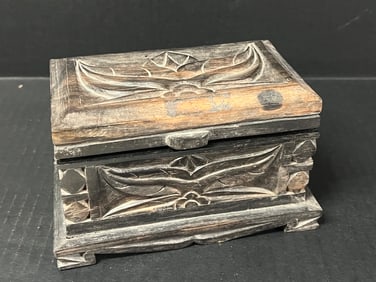 Philippine Tribal Art Carved Kamagong Hard Wood Jewelry Box