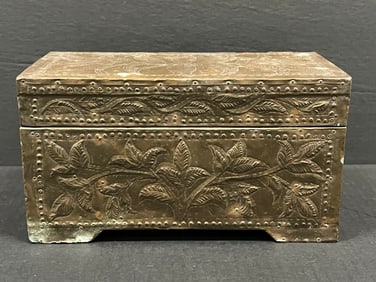 Philippine Islamic Art Brass Tin Metal And Wooden Box