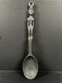 Authentic Philippine Ifugao Carved Wood Figurative Cooking Spoon