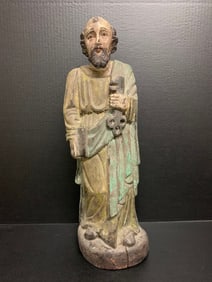 Carved Wood Saint Peter Statue