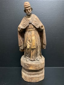 Carved Wood Saint Augustine Statue