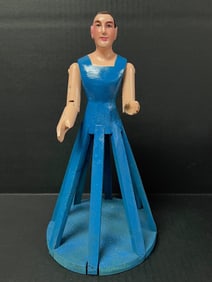 Carved Wood Female Cage Doll with Glass Eyes