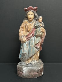 Carved Wood Virgin Mary and Baby Jesus