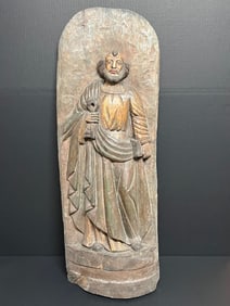 Large Carved Wood Saint Peter Wall Plaque