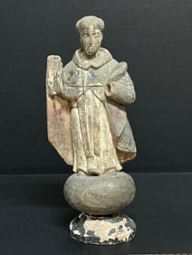 19th Century Carved Wood Male Saint Statue