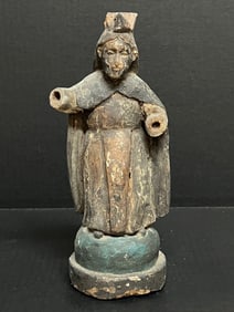 19th Century Carved Wood Female Saint Statue