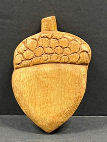 Folk Art Carved Wood Acorn Sculpture