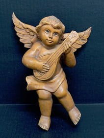 Carved Wood Angel Sculpture