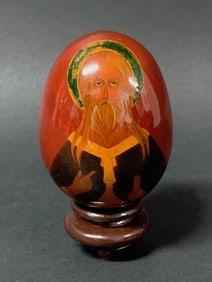 Russian Art Painted Wooden Easter Egg