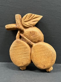 Folk Art Carved Wood Guava Fruit Sculpture