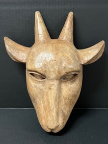 Folk Art Deer Face Wall Plaque Sculpture