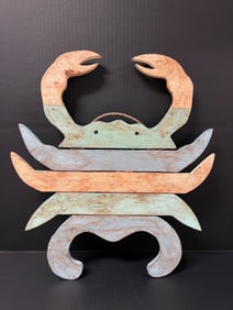 Folk Art Carved Wood Crab Sculpture