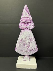 Folk Art Carved Wood Christmas Tree Sculpture