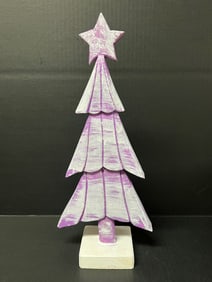Folk Art Carved Wood Christmas Tree Sculpture
