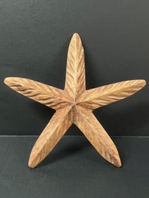 Folk Art Carved Wood Star Fish