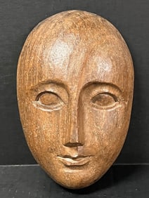 Carved Wood Face Sculpture