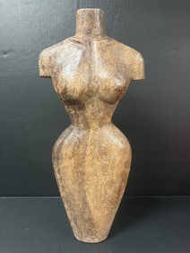 Carved Wood Female Torso Sculpture