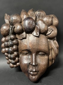 Carved Wood Eve Face Sculpture
