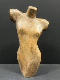 Carved Wood Female Torso Sculpture