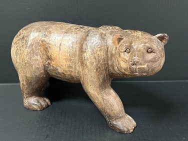 Carved Wood Polar Bear Sculpture