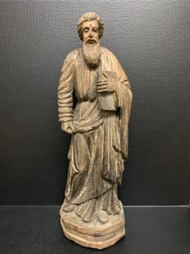 Carved Wood Male Saint Statue