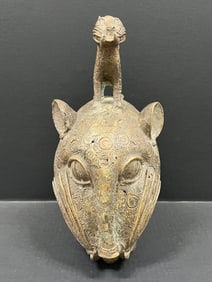 Bronze Leopard Head Sculpture