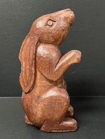 Carved Wood Rabbit Sculpture