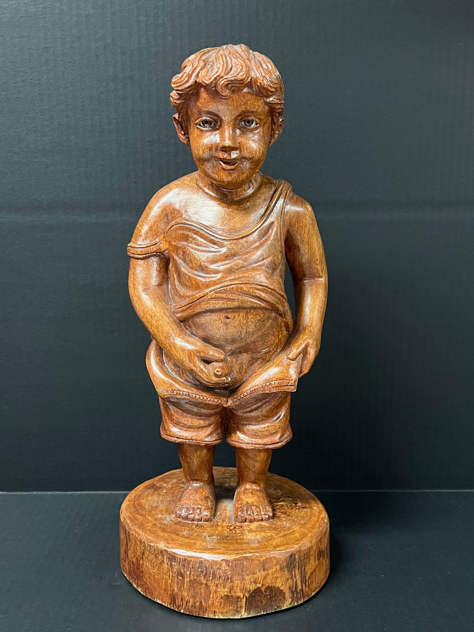 Carved Wood Boy Sculpture (1 of 6)