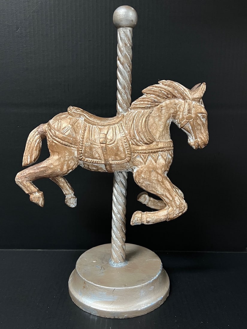 Carved Wood Folk Art Horse Carousel Sculpture (1 of 6)