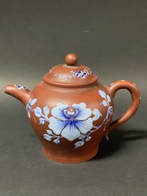 Yixing Clay and Enamel Tea Pot
